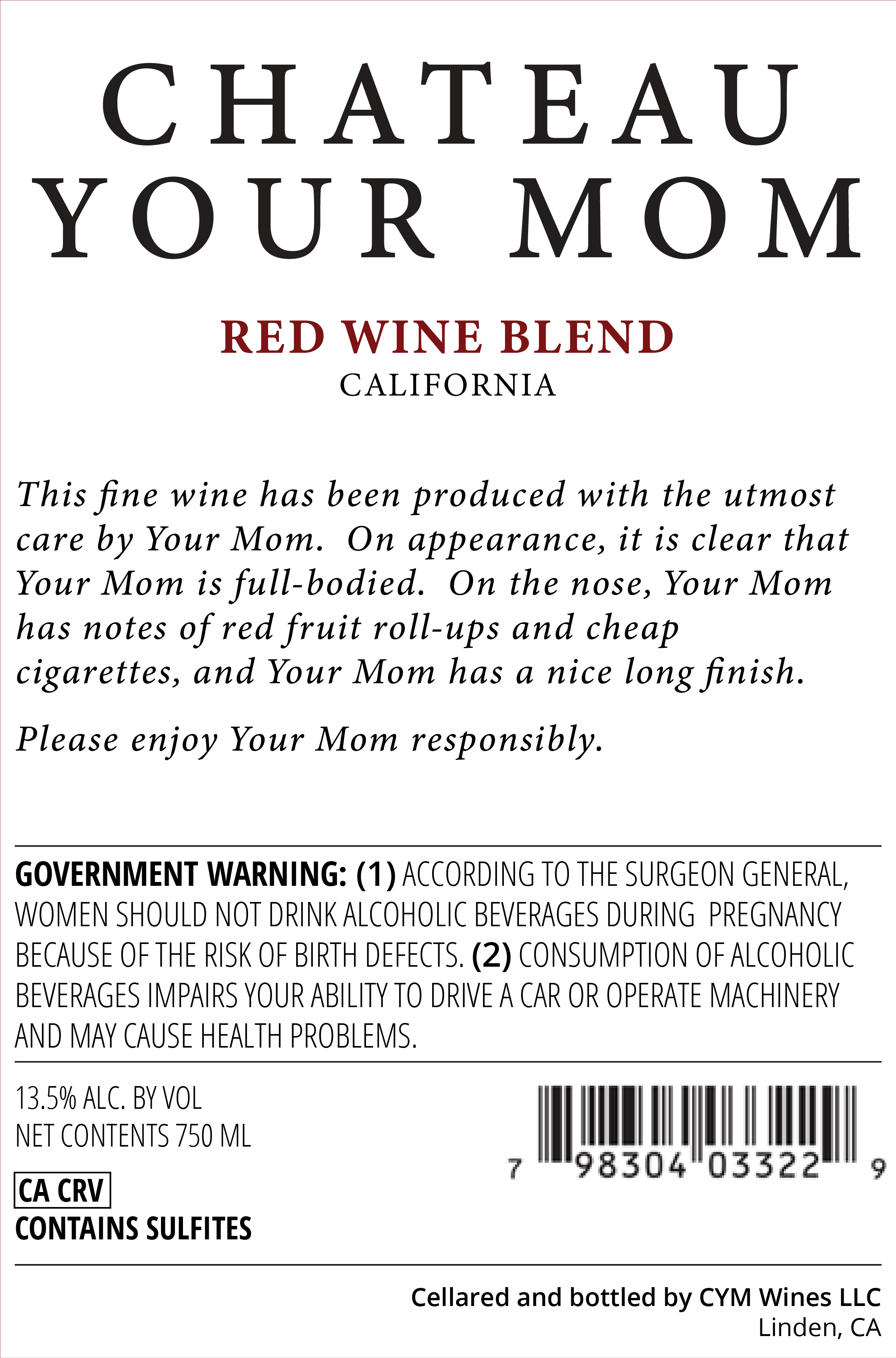 The full Label Joan back-label text