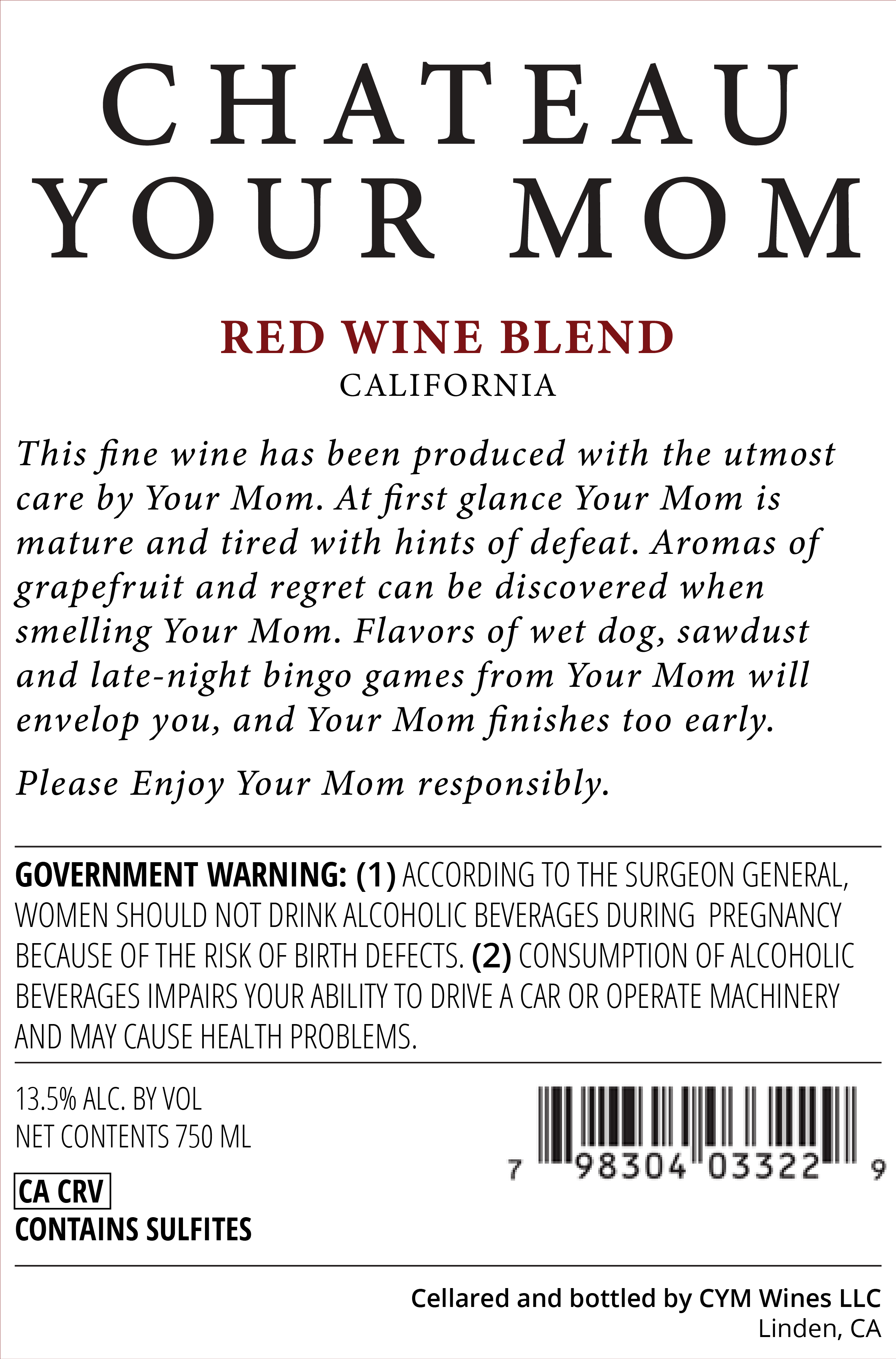 The full Label Mabel back-label text